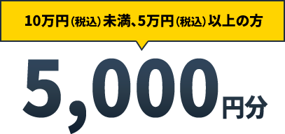 10万円(税込)未満、5万円(税込)以上の方 5,000円分