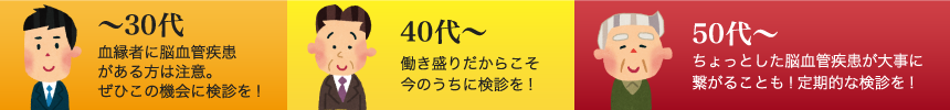 世代別におすすめする脳ドック