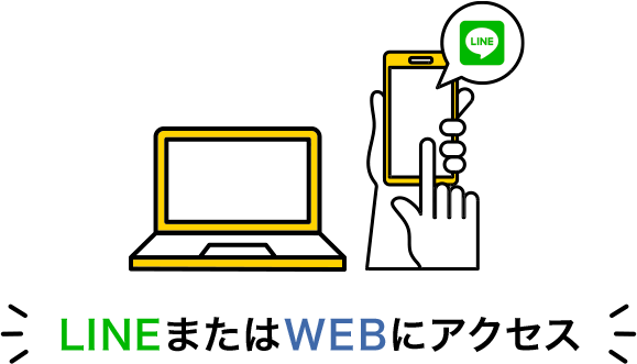 LINEまたはWEBにってアクセス